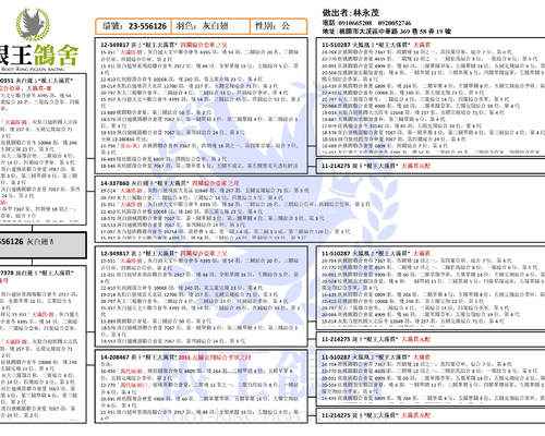 拍賣鴿之血統書